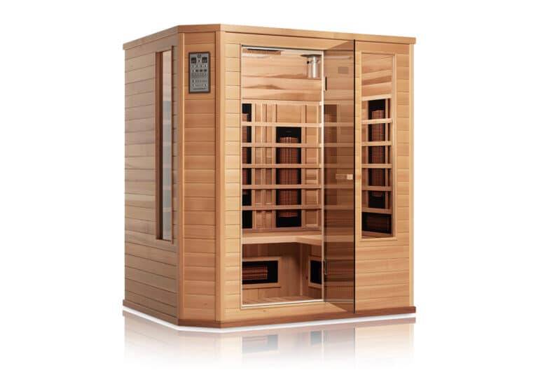 Moderne Infrarotsauna mit Holzverkleidung; ideal für Entspannung im Fotostudio oder Filmstudio Winterthur.